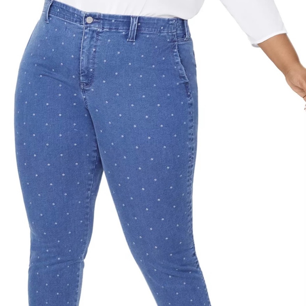 NYDJ Plus Women's Ami Skinny Ankle Jeans Polka Dot
